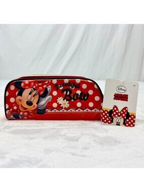 Disney Minnie Mouse Beautiful Bow Girls Zippered 8" Pencil Case Red
